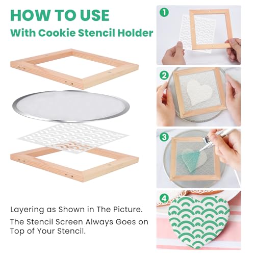 Cookie Stencil Screen, Tool for Cookie Stenciling & Airbrushing, Use on Its Own or with a Cookie Stencil Holder, Cookie Decorating Supplies, Made with Food-Safe Stainless Steel