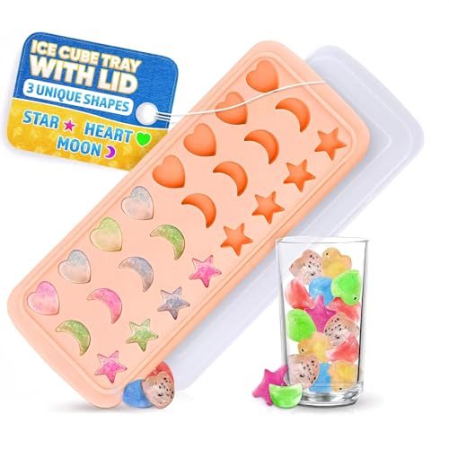 Cute Ice Cube Tray with Lid, 24 Cavities, Flexible Silicone