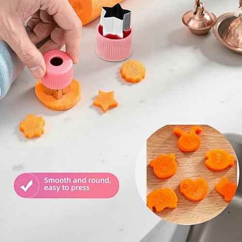 12-Piece Cookie Cutters Set-Stainless Steel&BPA-Free Shapes for Baking (Bear,Rabbit,Star,Flower) DIY Cookies,Mini Pies,Fondant,Veggies|Dishwasher Safe,Gift for teenager & Parents (12, Pink) - color: Pink