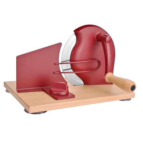 SOWKIPE Manual Bread Slicer for Sourdough, Adjustable Hand Crank, Red - color: Red