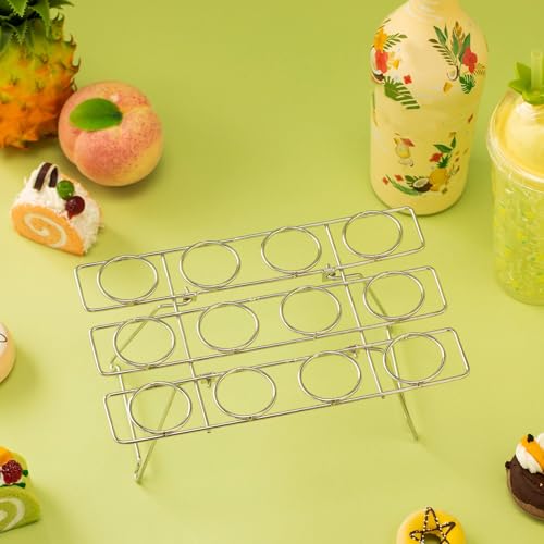 2 Pack Ice Cream Cone Holders Rack with 12 Holes Cake Cone Stand, Silver - color: Silver