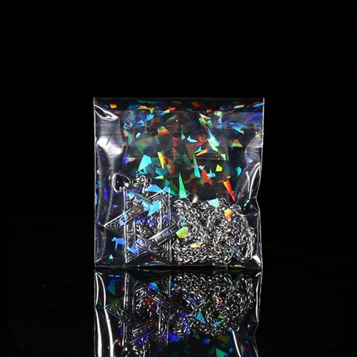 PABCK 100 Pcs Self Adhesive Holographic Cellophane Bags 2.95x5.2+1.18 inch - size: 2.95x5.2+1.18 inch