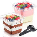 Kucoele 100 Pack 12 oz Plastic Dessert Cups with Lids and Sporks - style: 100 Pack 12oz