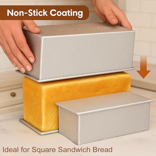 Pullman Loaf Pan with Lid, 2-Pack, 13x5 and 8.4x4.8 Inch
