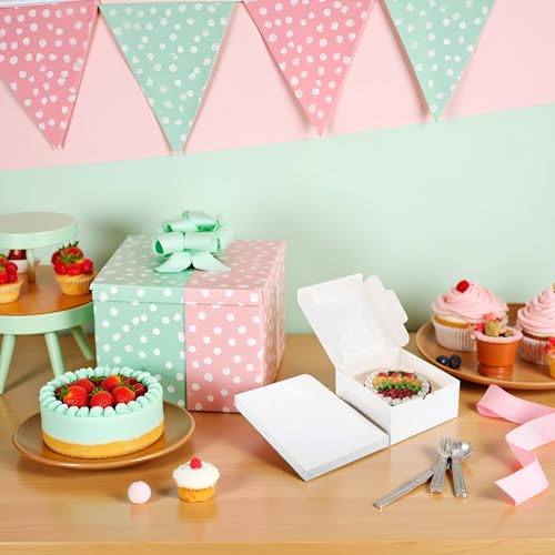 24Pack Cake Boxes 12inch, White Paper Cake Boxes With Window, Cajas Pasteles For Cake Delivery Baking Business Gifting, Cookies, Pie, Pastries, Chocolates, Cupcake 12x12x5 Inch - size: 12x12x5 inch