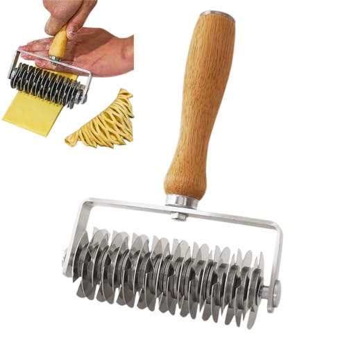 Stainless Steel Pastry Lattice Roller Cutter with Wood Handle