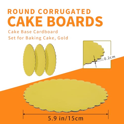 120 Pack 6 Inch Disposable Gold Round Cake Boards