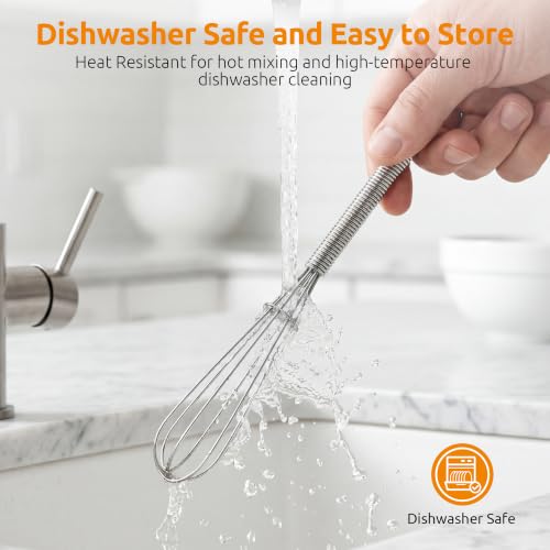 U-Taste Small Mini Whisks for Cooking, 18/8 Stainless Steel 7" Wisking Tool - color: Silver, size: Mini