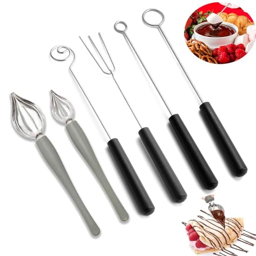 4 Chocolate Dipping Fork Spoons Set,2 Culinary Drawing Decorating Spoon Set - color: 6PCS