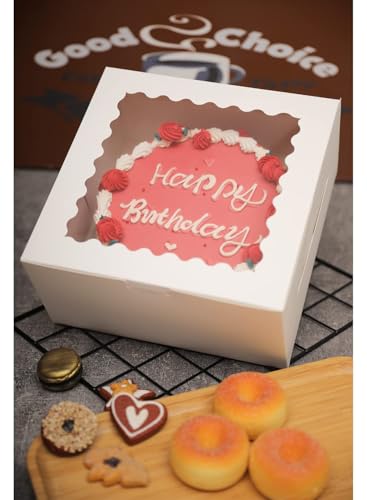Bakepacker 36pcs 8"x8"x5" Cake Boxes with Window, White 18 Sets - color: White, size: 18Sets,8"x8"x5"