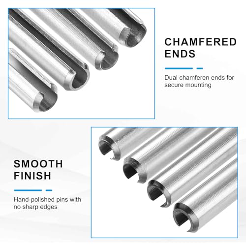 MECCANIXITY 6Pcs Slotted Split Roll Pins 2/5 Inch(10mm) Dia. 2 Inch(50mm) Length Steel Spring Tension Expansion Dowels for Secure Fastening, Silver - size: 2/5 Inch(10mm) Dia. 2 Inch(50mm) Length