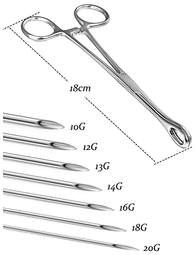 Vsnnsns 9 Style 316L Surgical Steel Body Piercing Tools Kit Piercing Clamps Forceps Use for Nose Septum Lip Tongue Eyebrow Belly Rings Ear Dermal Piercing Jewelry Kit Tools - color: Style 3, Piercing Clamp Forceps