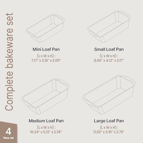Nonstick Loaf Pan Set Pack of 4, 7" to 11" Large Baking Bread Pan, Oven Safe Up to 450°F, PFOA, PFOS, PTFE Free, Space Saving Stackable Design, Stain Resistant, Dishwasher Friendly, White Marble - color: White Marble, size: 4 Pack (Varied Sizes)