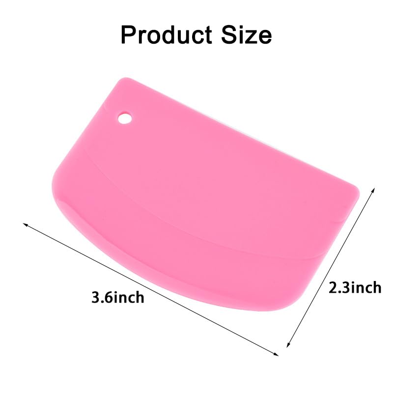 5 Pack Dough Scraper, 5.3 x 3.6 Inch Plastic Bench Scraper, Bowl Spatula, Kitchen Pastry Cutter Tool for Bread Dough, Pastry, Pizza, Baking Cake (Multicolor)