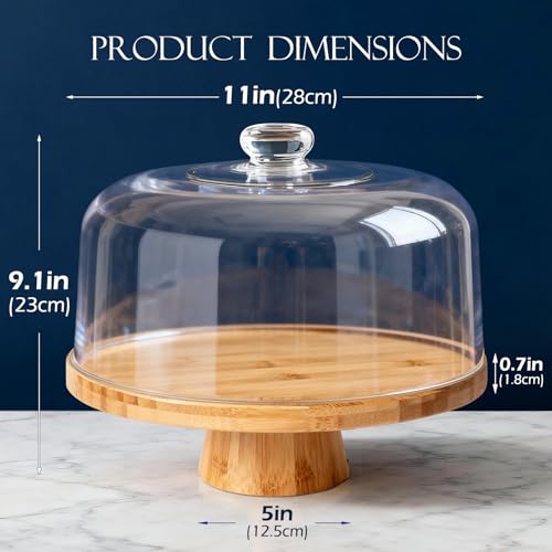 Masthome Bamboo Cake Stand with Lid, 6-in-1 Charcuterie Board for Snacks - color: Bamboo Cake Stand With Lid