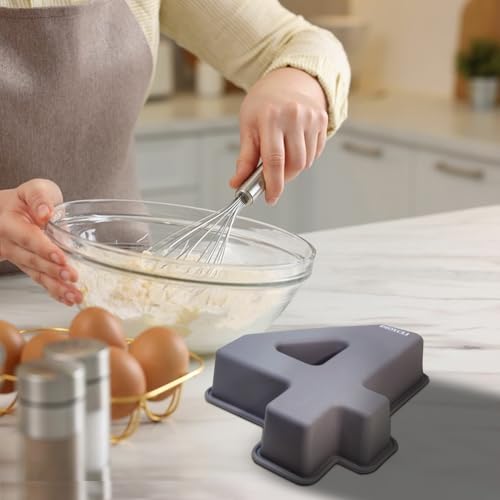 Dioycli Number Cake Molds for Baking Silicone Number 4 Cake Pan, 10 Inch - size: 4
