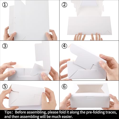 Moretoes 24pcs Bakery Boxes with 3 Styles Window, 8x6x2.5in Treat Boxes - size: 8x6x2.5inch