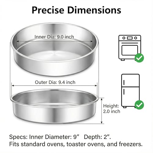 Hemoton Round Cake Pan Set of 2 Stainless Steel 7-inch