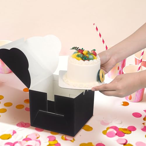 20Pcs Mini Cake Boxes with Window, 6x6x5 Inches Black Bakery Boxes - color: Black, size: 6x6x5 Inch