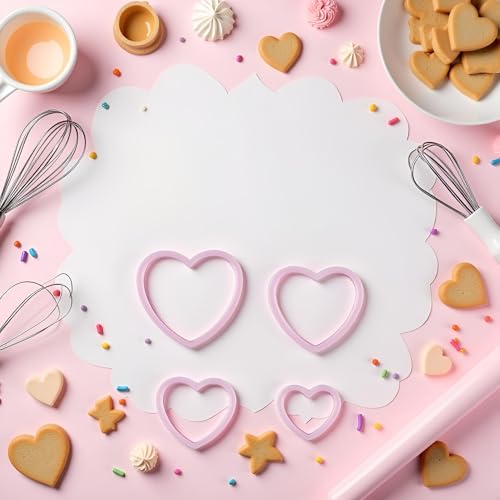4 Pieces Heart Cookie Cutters Set Different Sizes Cookie Cutters Molds For Sandwiches Fondant Cakes Baking Gadgets Cookie Mold Dessert and Candy Sculpting Tools Decorating Tools