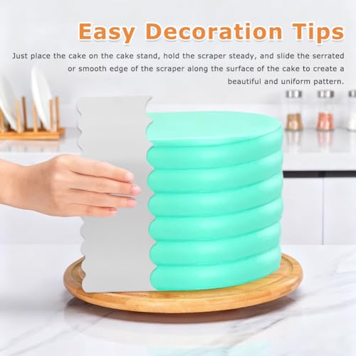 3Pcs Stainless Steel Cake Scraper & 6Pcs Plastic Cake Scraper Cake Smoother