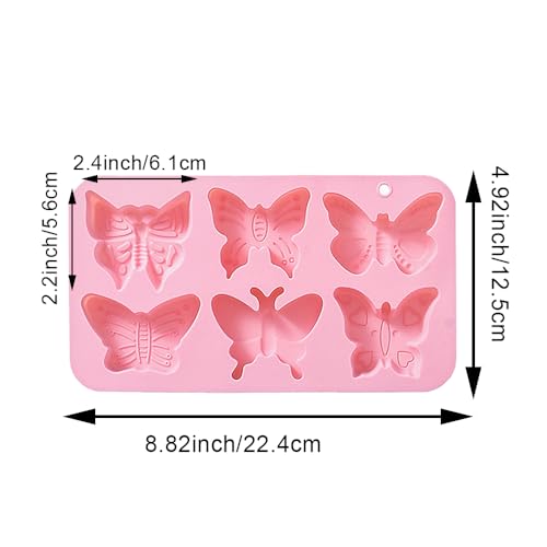 2 PACK 6 Design Butterfly Shaped Silicone Molds, 3D Butterfly Themed Baking Mould Tray DIY Baking Tool for Chocolate Cake Dessert Candy Mousse Pastry Candy Polymer