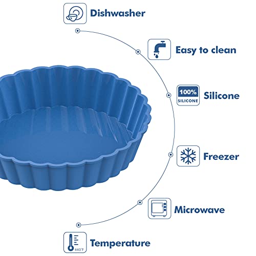Webake 8 Pack Silicone Tart and Pie Molds, 5 Inches Silicone Round Mold Individual Small Fluted Cake Pans Mini Quiche Tart Pans for Baking - style: Tart