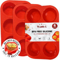 Walfos Silicone Muffin Pan - 6 Cup Non-Stick Cupcake Pan for Baking, Food Grade and BPA Free, Perfect for Egg Muffin, Cupcake, Quiches and Frittatas (3 Pack) - size: 3 Pcs: 6Cups, Regular, style: Muffin Pan