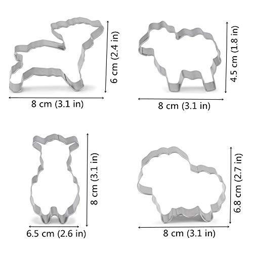 Sheep Shaped Cookie Cutters Set Stainless Steel 4Pcs