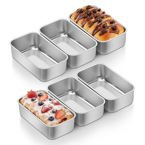 E-far Mini Loaf Pan Set of 6, Small Stainless Steel Bread Baking Pans - size: Set of 6