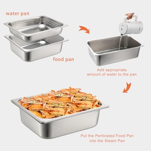 Tioncy 2 Pack Perforated Hotel Pans Set, Full Size, 2.5 Inches, 4 Inches - size: Full Size, 2.5 Inches, 4 Inches