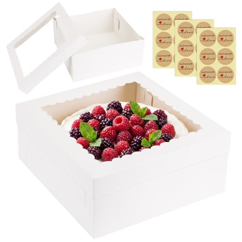 Moretoes 12pcs 14x14x6 Inch Cake Boxes for Tier Cakes for Wedding, Birthday - size: 14*14*6in