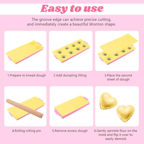 8PCS Ravioli Maker Press Set,for Homemade Pasta,Dumpling,Pastry Kit(Pink) - color: Pink