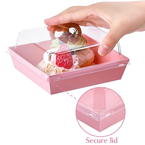 Ocmoiy Charcuterie Boxes with Clear Lids, 5 Inches, 100 Pack, Pink - color: Pink