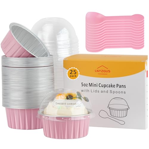 LNYZQUS 5oz Dot Cake Cups with Dome Lids, Cupcake Tins Mini Cake Pans - color: Pink, size: Round- 5oz