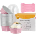LNYZQUS 5oz Dot Cake Cups with Dome Lids, Cupcake Tins Mini Cake Pans - color: Pink, size: Round- 5oz