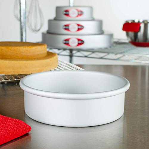Fat Daddio's Anodized Aluminum Round Cake Pan, 7 x 2 Inch, Silver (Pack of 2) - size: 7 x 2 Inch, Set of 2, style: 2" Depth