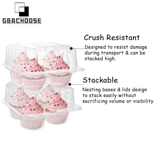 50PCS Cupcake Containers 4 Count, 3.7 inch Deep