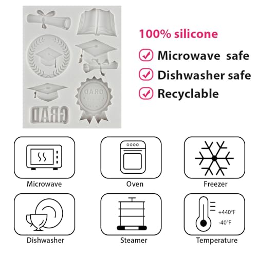 Graduation Fondant Molds Doctoral Cap Diploma Candy Silicone Mold - color: Style F