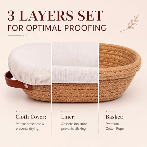 Hushee 8 Pack 10'' Oval Banneton Bread Proofing Basket for Bakers