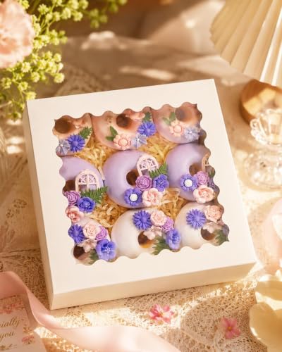 Bakepacker Auto-pop Up Pie Boxes with Window 8x8x2.5 inches 240pcs White - color: White, 240 Pcs, size: 240Pcs / 8"x 8"x 2.5"