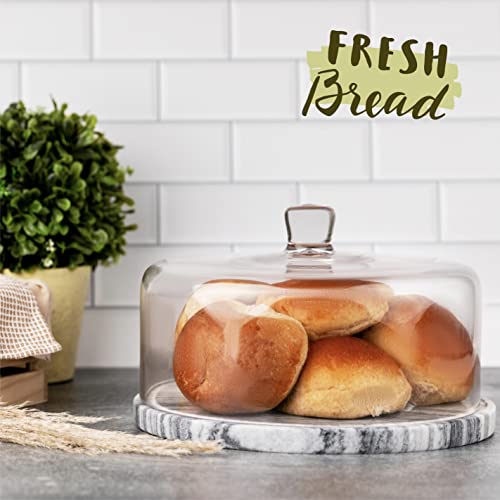 Marble Cake Stand with Glass Dome Cover