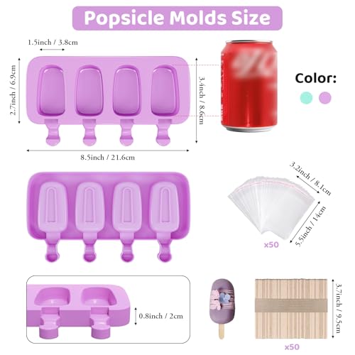 Ouddy Life Popsicle Molds Set of 2, Ice Pop Molds Silicone Cake Pop Mold - color: Purple, Green