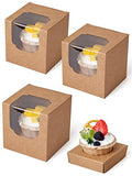 Happyhiram 100 Pack Brown Kraft Single Cupcake Boxes with Inserts & Window - color: Kraft Brown, size: 100-Count