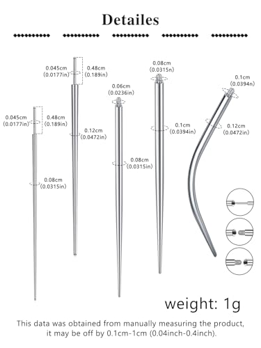 20g 16g 18g Piercing Taper Internal Threaded Piercing Taper Insertion Threader Tool Threadless Jewelry Changing Tool Horseshoe Nose Ring Labret Earring Studs Applicator Piercing Ball Grabber - color: B1- Insertion Threader Tool