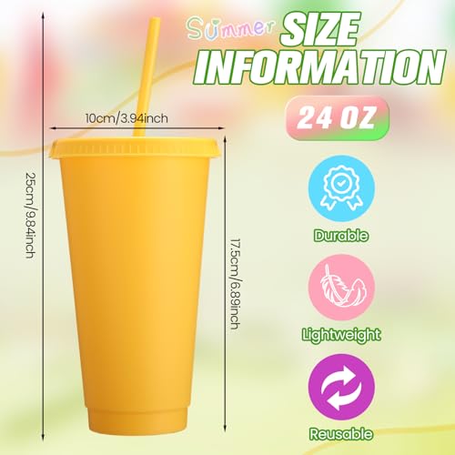 Honeydak 30 Pack Plastic Cups with Lids Straws,Bright Color - color: Bright Color