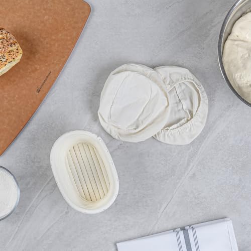 Restaurantware Oval Rattan Banneton Proofing Basket, 2 Cotton Liners, 10 Ct - size: Oval, 6 3/4"-10 Count