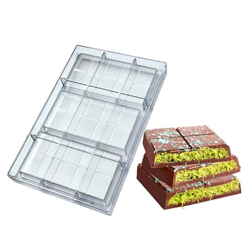 GRAINRAIN Polycarbonate Deep Filled Chocolate Bar Mold for Energy Protein Bars, Chocolate Snakes, Covered Cookies - Durable DIY Candy Making Tool (19416) - color: 19416