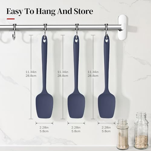 600ºF Heat Resistant Silicone Spoon Spatula Set of 3, Blue - color: (3) Midnight Blue, size: 3 Spoon Spatulas
