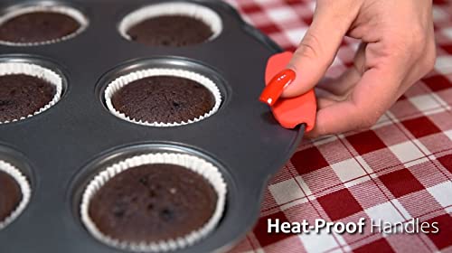 Eatex Nonstick Baking Sheet Set, 15-Piece Baking Pans Set with Silicone Handles, Carbon Steel Cookie Sheets for Baking, Commercial Grade Quality Bakeware Sets Includes Muffin Pan, Cake Pan and More - size: 15-Piece Set